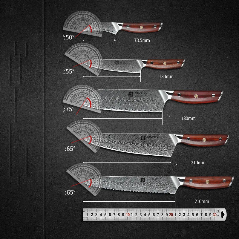 Seven-Piece Damascus Knife Set